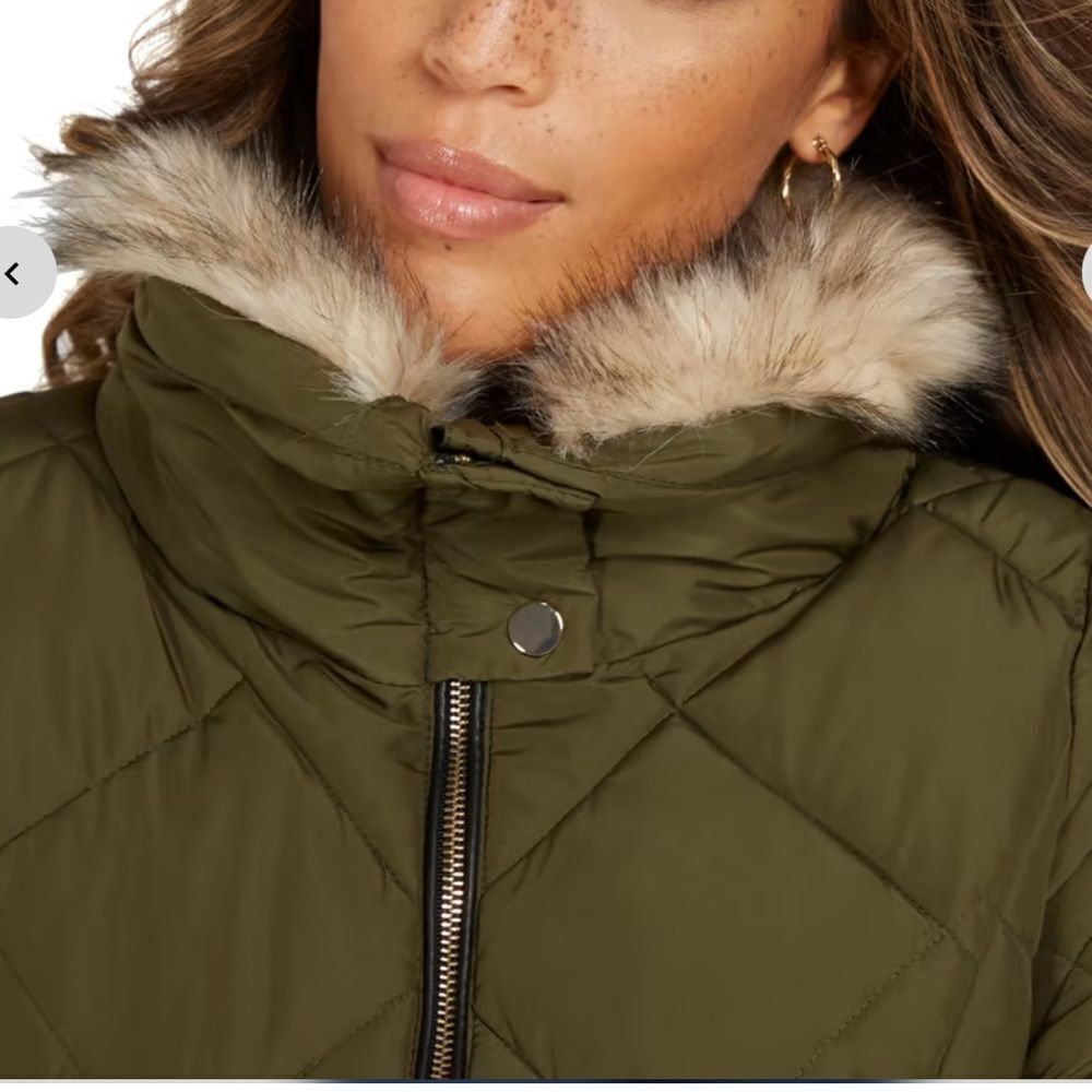 NY & Company Olive Green REPREVE Puffer Jacket - Picture 2 of 3